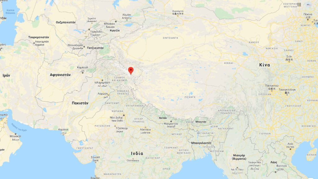 Χάρτης με τη διαφιλονικούμενη περιοχή Galwan μεταξύ Κίνας και Ινδίας
