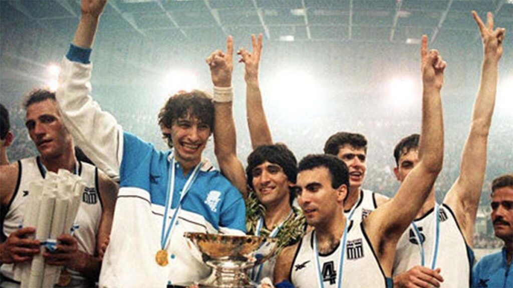 Αθλητισμός - Μπάσκετ - Ευρωπαϊκό, 1987 - Η Ελληνική ομάδα πρωταθλήτρια Ευρώπης