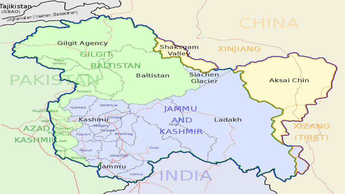 Χάρτης Κασμίρ Κίνα Ινδία