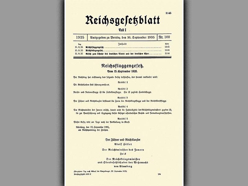 Το φύλλο της εφημερίδας του Ραϊχ με τους «νόμους της Νυρεμβέργης»