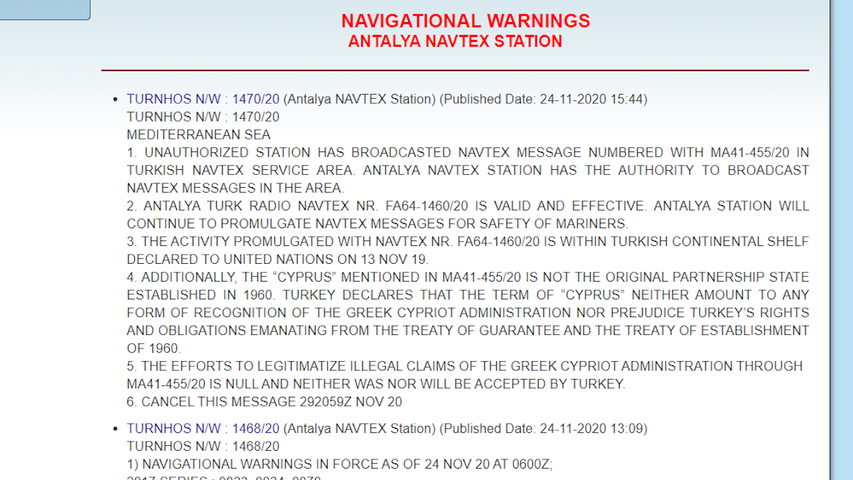 τουρκική navtex από το σταθμό της αττάλειας