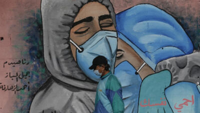 Γκράφιτι στη Γάζα για την πανδημία