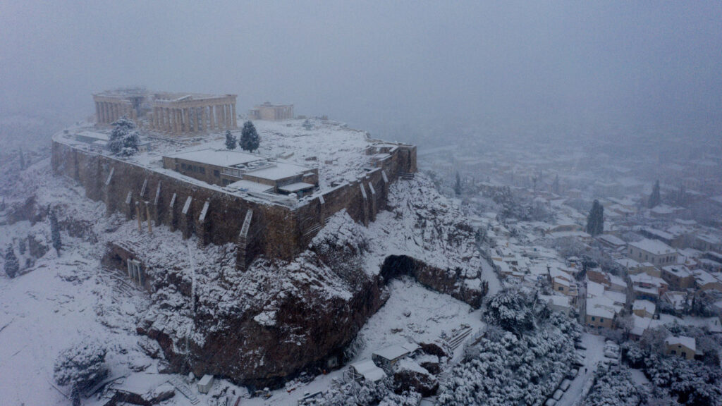 Χιόνια στην Αθήνα - Ακρόπολη