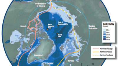 Χάρτης των βόρειων θαλάσσιων περασμάτων από την Αρκτική