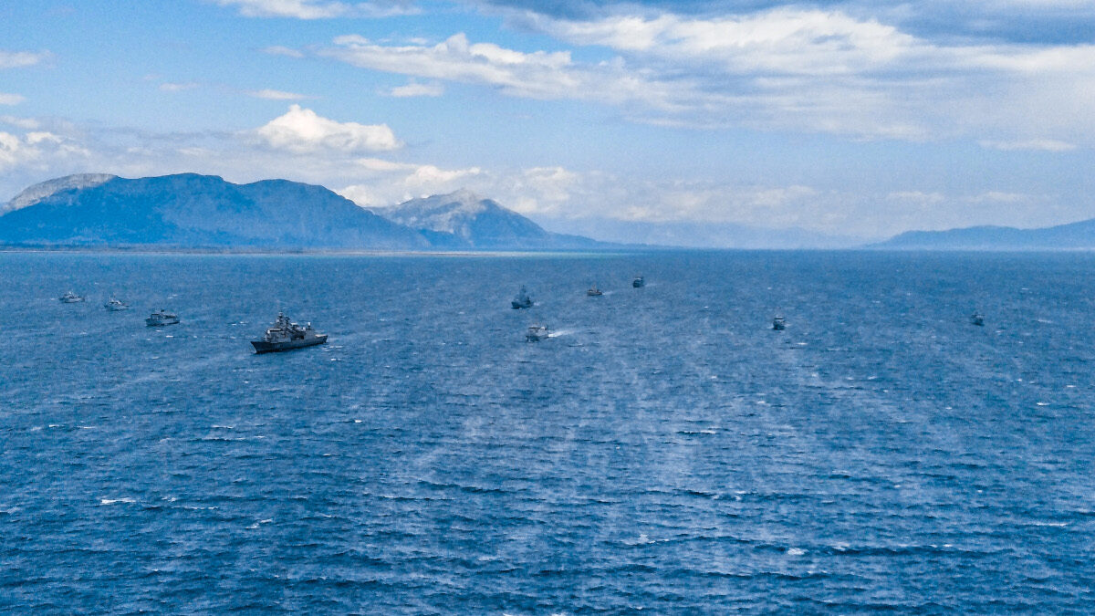 Πολεμικό Ναυτικό - Πάτρα - Ιόνιο Πέλαγος - Αεροφωτογραφία από την άσκηση Ναρκοπολέμου Αριάδνη 21 με τη συμμετοχή της Νατοϊκής αρμάδας SNMCMG2 - Απρίλης 2021