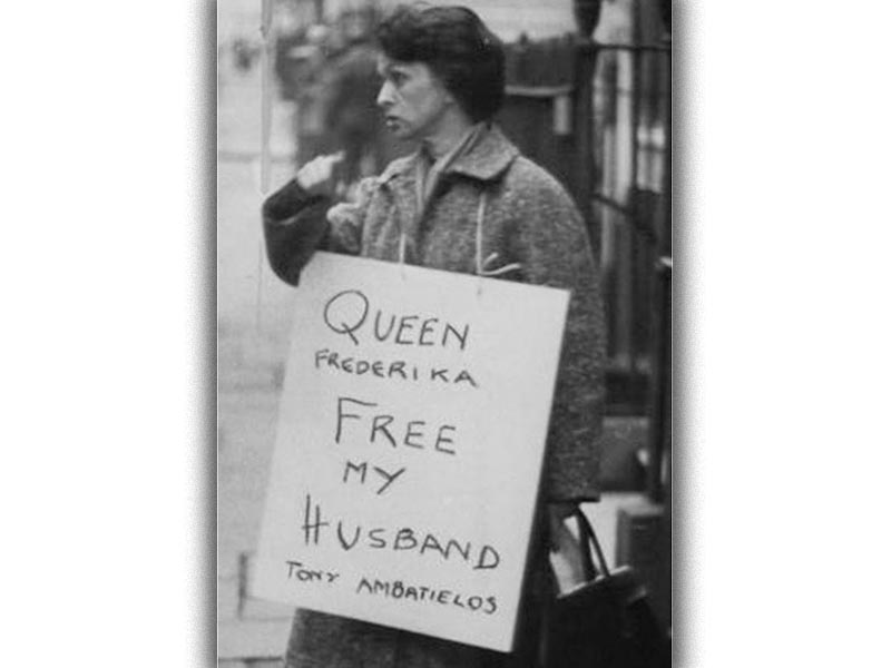 Μετεμφυλιακό κράτος - Φρειδερίκη - Μπέτυ Αμπατιέλου - διαδήλωση στο Λονδίνο, 1963