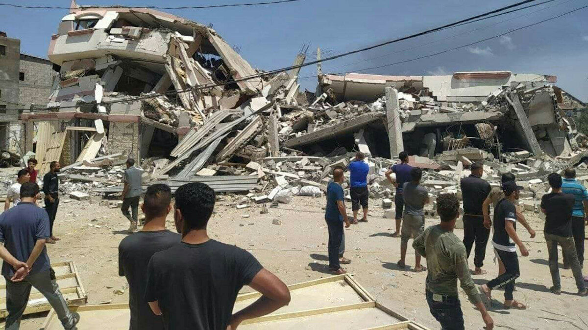 Ερείπια πολυκατοικίας στη Λωρίδα της Γάζας, στην Παλαιστίνη, από τους βομβαρδισμούς του Ισραήλ - Μάης 2021