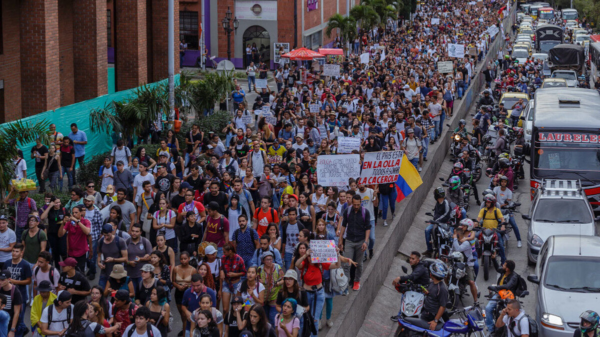 Απεργιακή διαδήλωση στη Μπογκοτά, Κολομβία