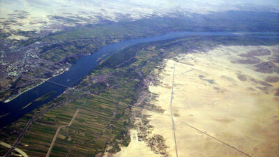 Αεροφωτογραφία της Κοιλάδας του Νείλου ποταμού στο Λούξορ, Αιγυπτος