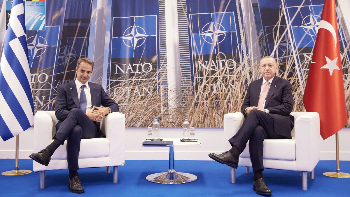 Συνάντηση του Πρωθυπουργού Κυριάκου Μητσοτάκη με τον Τούρκο Πρόεδρο Ρετζέπ Ταγίπ Ερντογάν στο περιθωριο της συνόδου κορυφής του ΝΑΤΟ στις Βρυξέλλες. Δευτέρα 14 Ιουνίου 2021