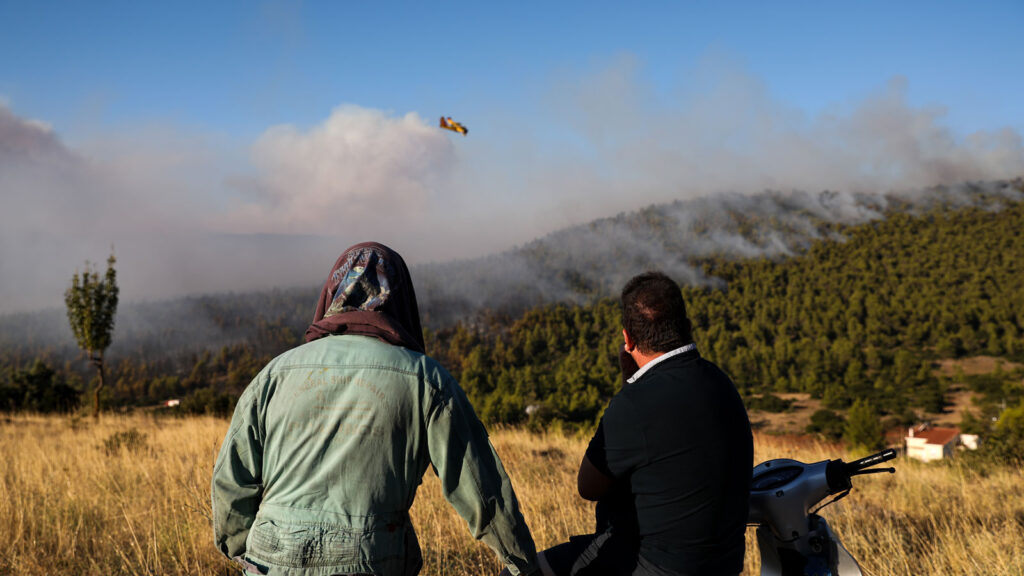 Πυροσβεστικό αεροπλάνο - Canadair - Πυρκαγιά σε πευκοδάσος στα Βίλια, Αττικής