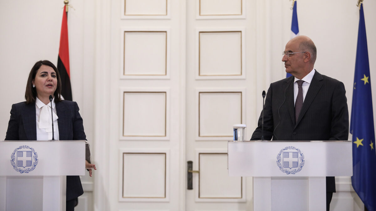 Συνάντηση του υπουργού Εξωτερικών, Νίκου Δένδια με την Λίβυα ομόλογό του, Najla El Mangoush, την Δευτέρα, 6 Σεπτεμβρίου 2021.