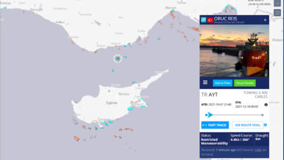 Το στίγμα του ερευνητικού "Oruc Reis" στα βόρεια της Κύπρου