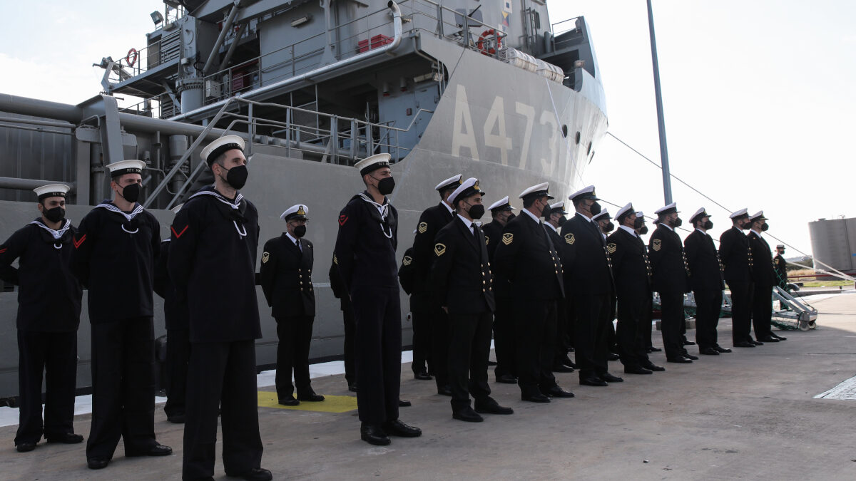 Ναυτοδίοποι στην τελετή ονοματοδοσίας και ένταξης στο Πολεμικό Ναυτικό του Πλοίου Γενικής Υποστήριξης "ΑΙΑΣ", την Πέμπτη 25 Νοεμβρίου 2021 στο Ναύσταθμο Σαλαμίνας.