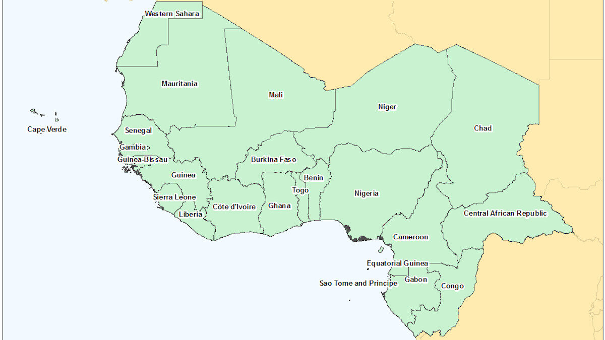 Χάρτης της Δυτικής Αφρικής - Περιλαμβάνει την περιοχή Σαχέλ