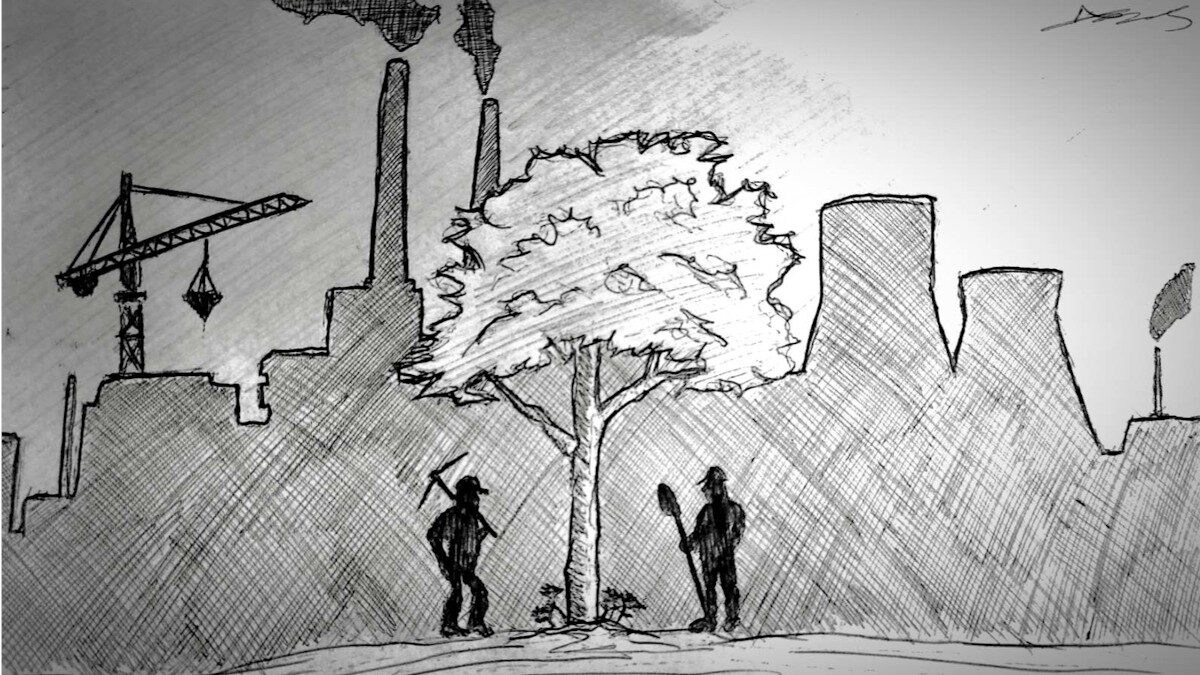 Σκίτσο που φιλοτέχνησε Στρατιώτης για τα 103 χρόνια του ΚΚΕ