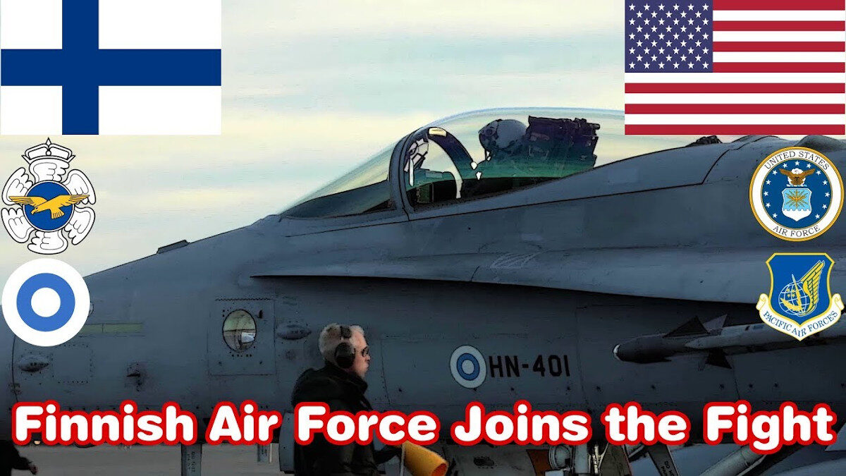 Στιγμιότυπο από προπαγανδιστικό βίντεο της Πολεμικής Αεροπορίας της Φινλανδίας για κοινή αεροπορική άσκηση με τις ΗΠΑ στην Αλάσκα (Red Flag-Alaska 19-1)