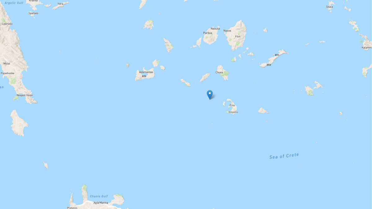 Περιοχή ερευνών για τους αγνοούμενους επιβαίνοντες σε ναυάγιο στα νότια της Φολεγάνδρου 22/12/2021