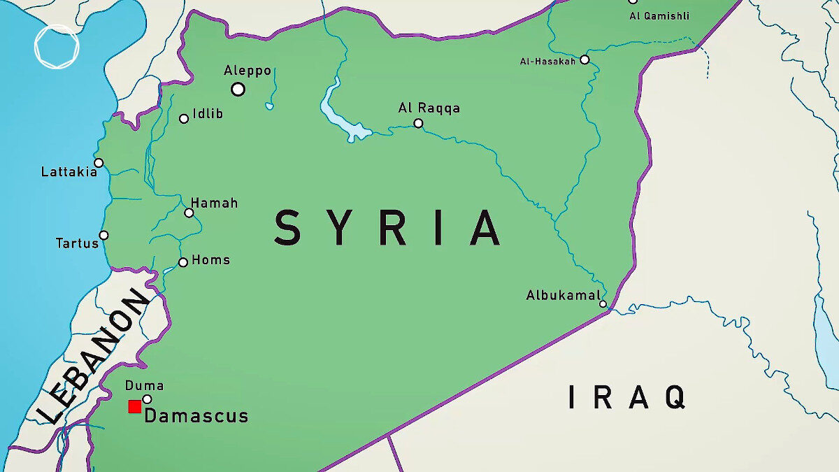 Χάρτης Συρίας με τις κύριες πόλεις της χώρας