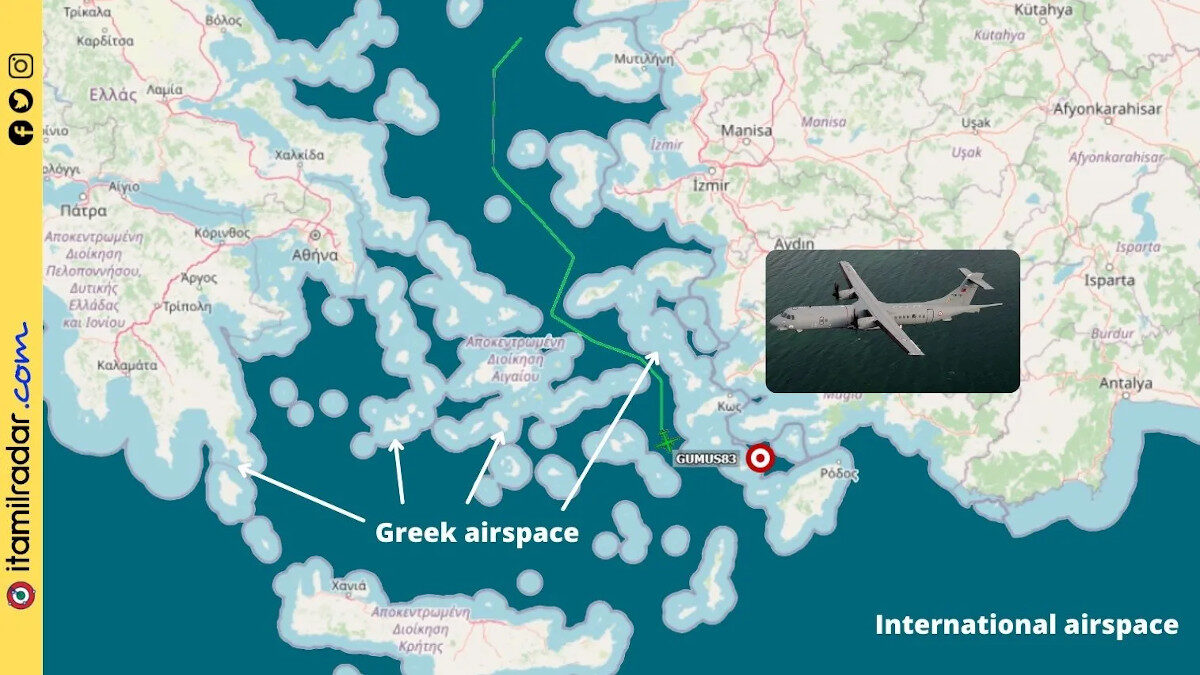 Πτήση τουρκικού αεροσκάφους του ΠΝ εντός του FIR Αθηνών αλλά εκτός του εναέριου χώρου