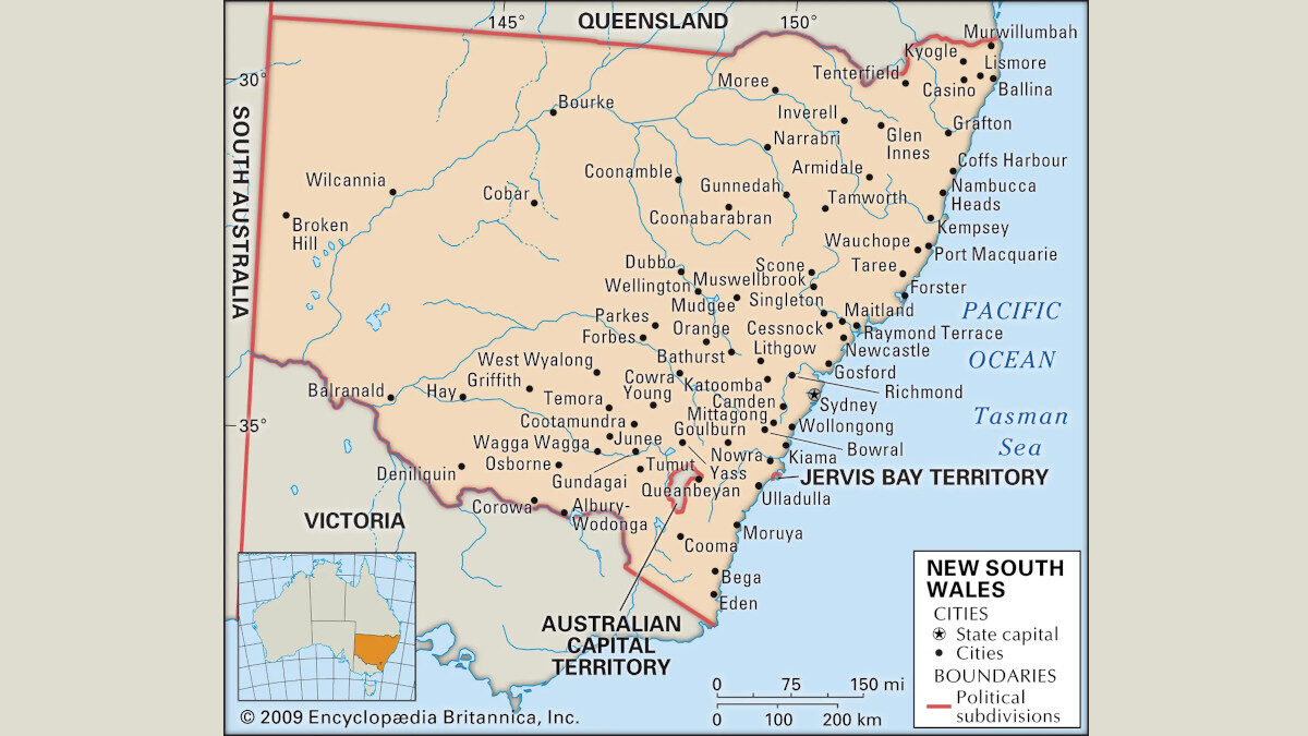 Χάρτης Πολιτείας Νέας Νότιας Ουαλίας - Αυστραλία