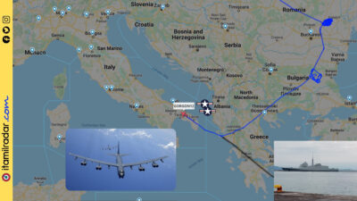 Βομβαρδιστικό B-52 πάνω απ' την Ελλάδα (Πηγή: ItaMilRadar) και Γαλλική Φρεγάτα FREMM στην Κερκυρα