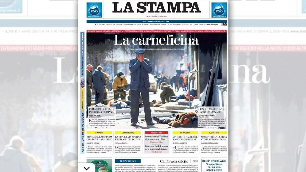 Το πρωτοσέλιδο της LA STAMPA με τα fake news / Μάρτιος 2022