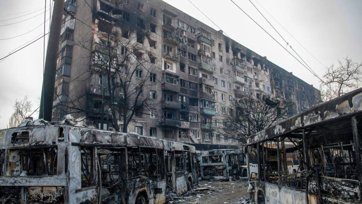 Βομβαρδισμένη συνοικία της Μαριούπολης, Ουκρανία - Μάρτιος 2022