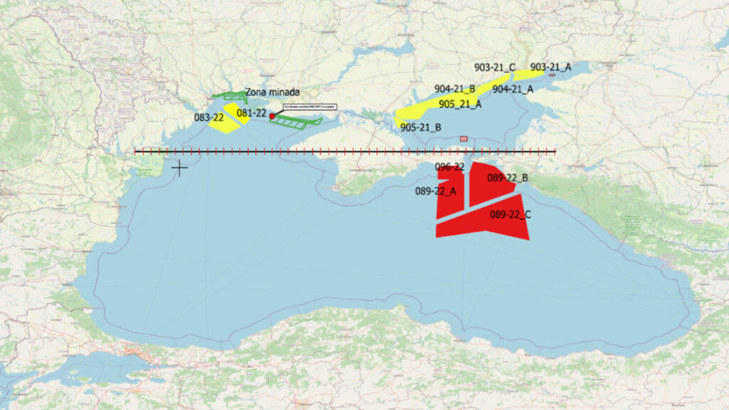 Ο χάρτης της Μαύρης Θάλασσας από την ιστοσελίδα του ΝΑΤΟ όπου γίνεται λόγος για πολύ υψηλό κίνδυνο παράπλευρης απώλειας