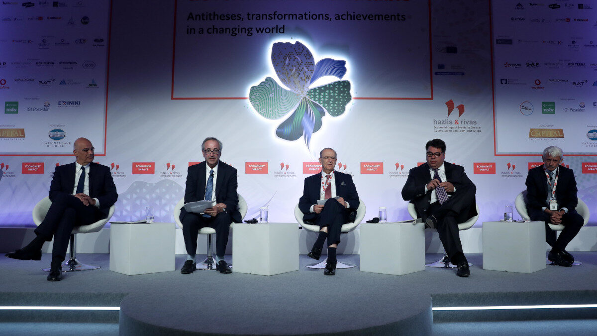 Στιγμιότυπο από την πρώτη ημέρα εργασιών του 26ου Συνεδρίου του Economist με θέμα "Antitheses, transformations, achievements in a changing world", Τρίτη 5 Ιουλίου 2022.