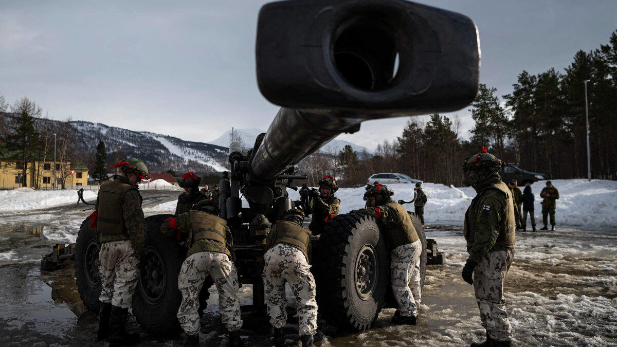 Ένοπλες Δυνάμεις Φινλανδίας - Μάρτιος 2022 - Πυροβόλο Tampella 155 K 83-97 σε άσκηση του ΝΑΤΟ ενάντια στη Ρωσία