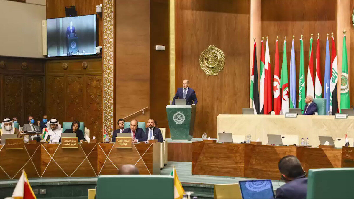 Στην έδρα του Αραβικού Συνδέσμου στο Κάιρο (Αίγυπτος), ο Σεργκέι Λαβρόφ, Υπουργός Εξωτερικών της Ρωσικής Ομοσπονδίας - 24/07/2022