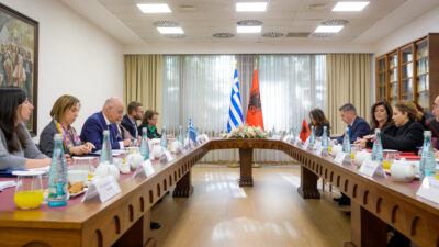 Συνάντηση του Ν. Δένδια με την Αλβανίδα ομόλογό του Ολτα Χάκα, Δεκέμβρης 2022