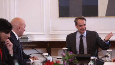 Συνάντηση του πρωθυπουργού Κυριάκου Μητσοτάκη με τον Υπουργό Άμυνας της Ιταλίας Guido Crosetto στο Μέγαρο Μαξίμου. Τρίτη 21 Μαρτίου 2023.