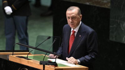 Ο Τούρκος πρόεδρος, Ρετζέπ Ταγίπ Ερντογάν στη ΓΣ του ΟΗΕ, Νέα Υόρκη, Σεπτέμβρης 2023