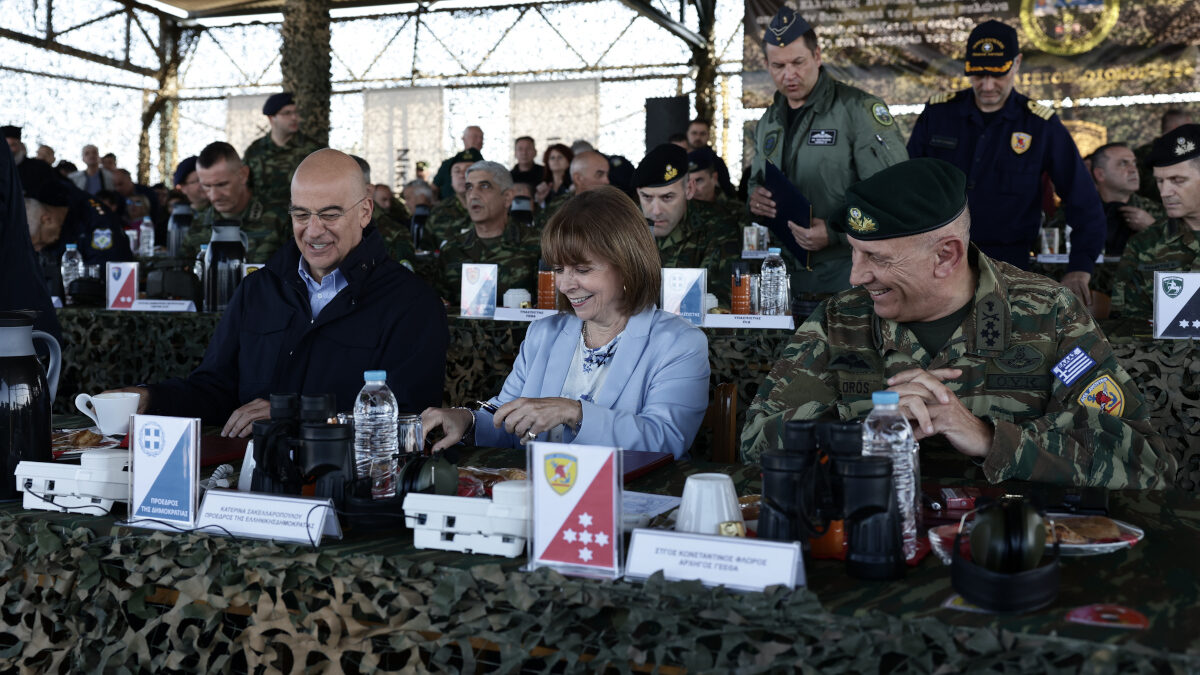 Τελική φάση της Τακτικής Άσκησης Μετά Στρατευμάτων "Αίσιος Οιωνός - 23" στο Πεδίο Βολής - Ασκήσεων "Ψηλός Στάλος" παρουσία της Προέδρου της Δημοκρατίας Κατερίνας Σακελλαροπούλου, Τρίτη 7 Νοεμβρίου 2023.