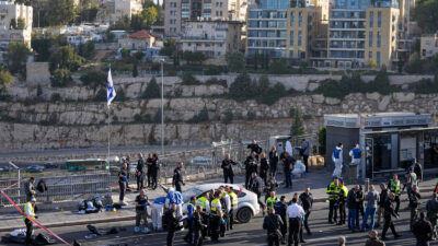Το σημείο επίθεσης ενόπλων στην Ιερουσαλήμ, ισραήλ