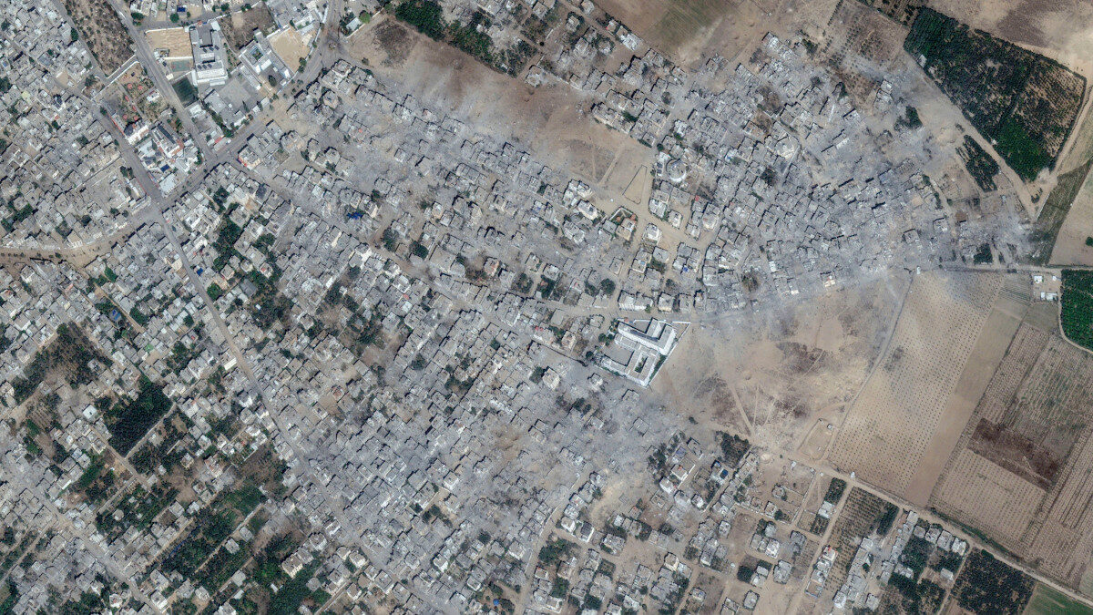 Γάζα Μπέιτ Χανούμ ισοπεδομένη πόλη απο του βομβαρδισμούς του κατοχικού στρατού του Ισραήλ - Εικόνα δορυφόρου