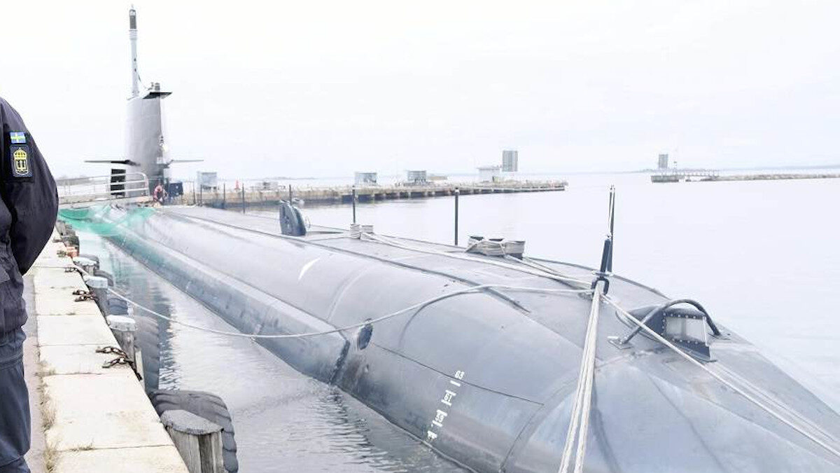 Υποβρύχιο του Πολεμικού Ναυτικού της Σουηδίας στη ναυτική βάση Κάρλσκρόνα στη Βόρεια Σουηδία