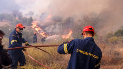 Πυρκαγιά στη Βοιωτία. Μονή Οσίου Λουκά φωτιά ανάμεσα Κυριάκι Στειρι πλαγιές Ελικώνα. Πέμπτη 24 Αυγούστου 2023 (EUROKINISSI)