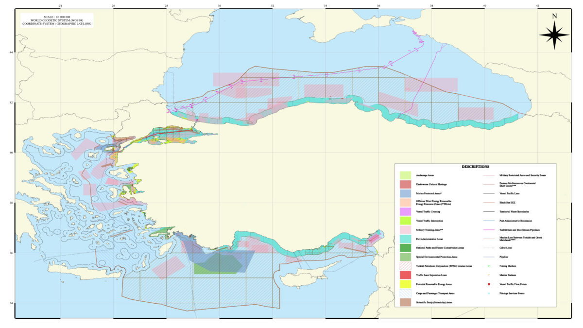 Θαλάσσιος χάρτης που εξέδωσε η Τουρκία